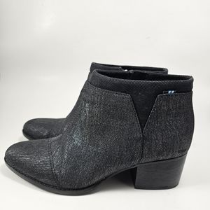 TOMS Black Metallic/Shimmer Ankle Booties